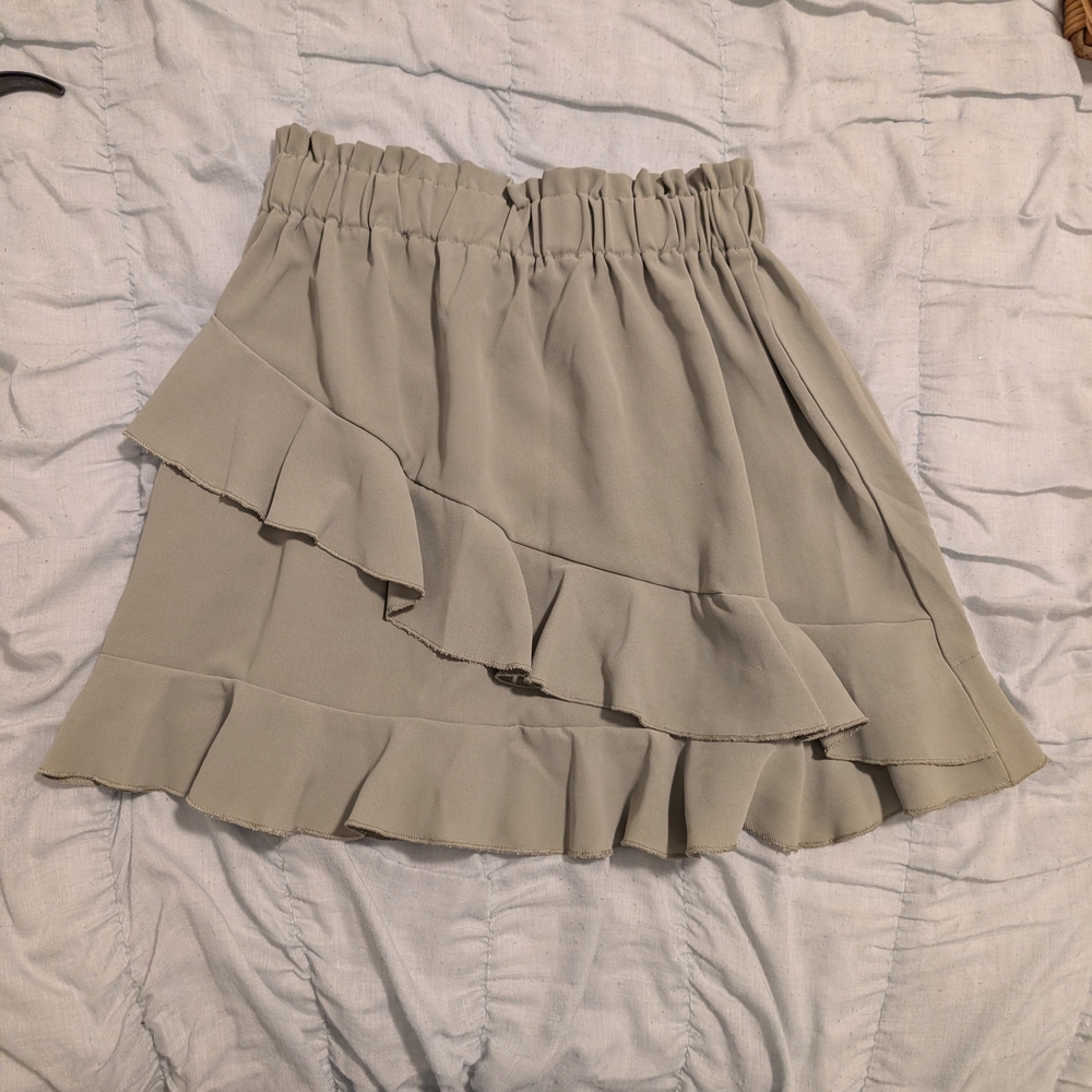 Elegant Sage Green Ruffle Skirt